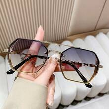 Multifunctional Polygonal Double-Bridge Retro Fashion Glasses For Women, Suitable For Party, School, Shopping And Daily Wear, Also An Excellent Back-To-School Gift, Great For Halloween, Christmas, Easter, Valentine's Day, Independence Day, Thanksgiving, New Year And Other Holidays - Ombre - View 2
