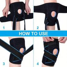 Adjustable Knee Brace, Side Spring Support, Breathable Lightweight Design, Hook And Loop Closure, Medium Elasticity, Unisex, Suitable For Running (Single Pack) - Black - View 2