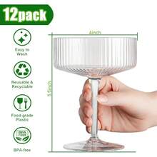 1/2/4/6/12pcs Ribbed Retro Martini, Champagne And Cocktail Glasses, 8oz Ripple Cups For Indoor And Outdoor Gifts - Transparent - View 13