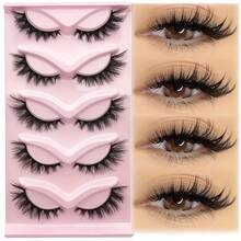 5 Pairs Of Holiday Cat-Eye Eyelashes - Natural Look, Full Strip With Fine Cross Design For Volume And Softness - Hypoallergenic, Comfortable Wear, Suitable For All Occasions - 5 Pairs Of Cross-over Fluffy Style - View 2