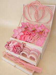 262 Stück Rosa Haaraccessoires Set für Frauen und Mädchen, Blumen Haarclips, Spiral Haargummis, Satin Scrunchies, Zahn Haarspangen, Elastische Haarbänder, Haarkamm Styling Tools, süßes Haarstyling Set für Alltag, Party, Reise, Geschenk (ohne Verpackung), Sommer, Feiertage, Haarklammer, Haarreif, Klammern, Haarstyling Set, Festival, Geburtstag - Verschiedenfarbig - Übersicht 2