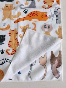 2 Stück Katzen Muster Küchentücher, Cartoon geometrische Katzen Küchentücher, Landhausstil Geschirrtücher, Geschirr Abtrocknungstücher, Teehandtücher, geeignet für Winterküche & Badezimmer Dekoration - Weiss - Übersicht 5