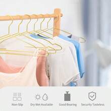 شماعات معدنية ذهبية أنيقة، سطح ناعم، مقاومة للصدأ وقوية، تضيف الفخامة إلى خزانة ملابسك، مثالية لديكور المنزل الحديث والخزانة - تقصير - مشاهدة 8