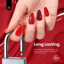 Beetles 15ML 6 Colors Red Gel Nail Polish Set, Shimmer Bloody Red Burgundy Shades, Soak Off UV Full Size Manicure Kit, Colorful Bottle, Salon & DIY Gift For Women - 15ML 6 Colors Shimmer Bloody - 查看 4