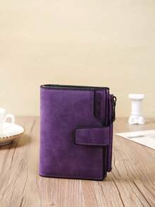 Minimalist Credit Card Small ID Window Bi-Fold Women Wallet Portable Cash White-Collar Workers For Female College Work Business Commute Office For Anniversary For Couple For Birthday Gift On Valentine Day Gift Gift Business Casual For Women Wallet Purse Wallet Small Wallet - 紫色 - 查看 4