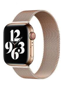 1 chiếc dây đeo kim loại kiểu Milanese tương thích với Apple Watch 38mm 40mm 41mm 42mm 44mm 45mm 46mm 49mm dành cho nam và nữ, dây đeo lưới bằng thép không gỉ có nam châm, có thể điều chỉnh, tương thích với Apple Watch Series Ultra 10 9 8 7 6 5 4 3 2 1 SE - Hoa hồng vàng - Xem 2