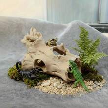 1 pièce Abri pour petit animal en forme de souche d'arbre simulée, Cachette de lézard, Abri pour scorpion, Matériau en plastique robuste, Choix idéal pour les propriétaires de petits animaux - Multicolore - Voir 3