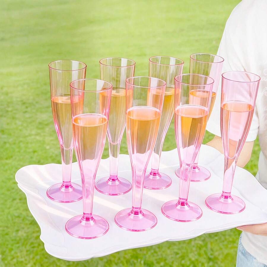 5/10/20/25/40/50/100 个粉色香槟杯，4.5 盎司香槟杯，水晶杯，可重复使用的鸡尾酒杯，适用于婚礼、庆典、生日派对、烘焙和饮酒场合。
