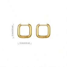 316L Stainless Steel Square Earrings, Gold & Silver Color Options, Anti-Fading, Elegant, Suitable For Daily Wear And Party, Delicate Gift For Girlfriend/Best Friend - Golden - View 5