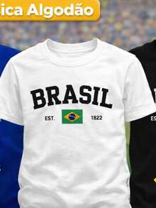 Comfortable Unisex Children's T-Shirt, Cotton, Printed Model: "Brazil Written World Cup" - Special Release 2025 - Màu vàng - Xem 3