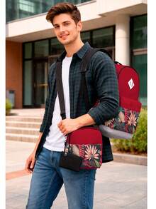 Shendy Vendy Backpack With Large Capacity, 5-Piece Set Fashionable Cool Youth Backpack Pencil Case Laptop School Student - MOD220 Rojo2 - 查看 5