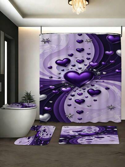 Bộ đồ dùng phòng tắm Purple Heart 1/3/4 món, trang trí nhà cửa, rèm phòng tắm, bộ rèm tắm, bộ đồ dùng phòng tắm đầy đủ, bao gồm bộ rèm tắm và thảm trải sàn. Rèm tắm nhiều kích cỡ (72in x 72in, 35.4in x 72in, 47.2in x 72in, 59in x 72in) và các bộ đồng bộ, được làm từ vải polyester chống nấm mốc, bền và không phai màu.
