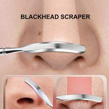 Stainless Steel Blackhead Remover, 2-In-1 Tool, Dead Skin Cleaning Tool, Multi-Function Mask Mixing & Massage Stick, Facial Cleansing Scraper - Multicolor - View 1
