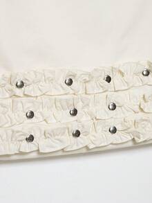 YROOE 极简设计多层铆钉迷你裙，女士春夏款 白色 - 白色 - 查看 5