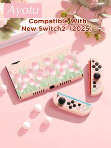 Ayotu 1pc Pink Tulip Pattern Ultra-Thin TPU Transparent Protective Case Compatible With Switch OLED/Switch/Switch Lite/New Switch 2 (2025) - Support Docking Design, No Need To Remove, Anti-Fall And Dust-Proof, Multiple Colors Available - Multicolor - View 17