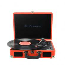 Vintage Bluetooth Turntable VC400, Vinyl Player And Digitizer, 2 Built-In Speakers, Suitcase Design ✅ Delivery 24/48h - Red - View 1