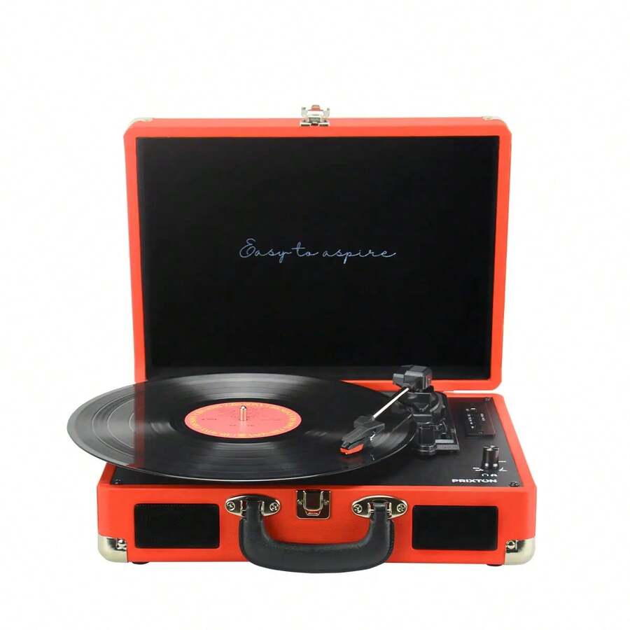 Vintage Bluetooth Turntable VC400, Vinyl Player And Digitizer, 2 Built-In Speakers, Suitcase Design ✅ Delivery 24/48h - Red - View 1