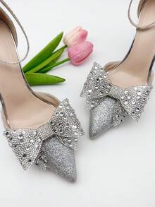 2pcs New Detachable Multi-Color Rhinestone Butterfly Shoe Clips, DIY Versatile Bow Decor, Polyester Butterfly Accessories Suitable For High Heels, Flats, Sandals, Women's Fashion Shoes - Multicolor - View 9