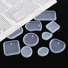 6pcs Round/Rectangle Pendant Silicone Mold Set, Crystal Epoxy Resin Jewelry Making Casting Molds - 6pcs/set - View 3