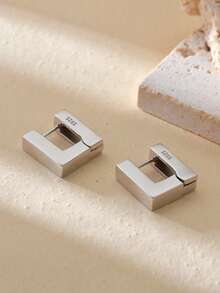Khuyên tai vòng vuông bản to cá tính, trang sức cao cấp bằng bạc sterling 925 dành cho nữ. - Bông tai hình vuông - Xem 13