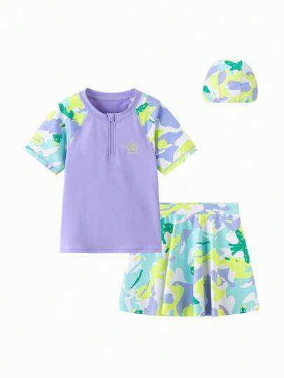 Balabala Girls Summer Two Pieces Swimwear 2026, UV Protection, Soft Chlorine-Resistant Fabric, Lightweight Comfortable Pool Dress