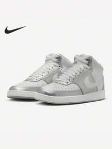 Zapatillas deportivas de media caña versátiles, antideslizantes y con amortiguación de golpes para mujeres - Blanco/Plata - Ver 1