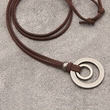 1 Piece Of Vintage Double-Ring Alloy Pendant Necklace, Adjustable Cord Necklace Jewelry For Men And Women - hố nước nông - Xem 5