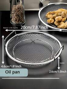 Rejilla de enfriamiento redonda de acero inoxidable con asas, resistente al óxido y fácil de limpiar. Malla fina para enfriar, drenar y colar, perfecta para uso doméstico y de cocina. - Plateado - Ver 4