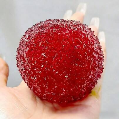 1pc Lychee & Bayberry Shaped Slow Rebound Stress Relief Ball, Realistic Strawberry Squeeze Toy, Soft & Fluffy Finger Toy To Help Relieve Anxiety. Suitable For Office And Home Desktop Decor, Great Gift For Family And Friends, Also Can Be Used As Party Decoration.