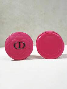 優雅 Dior 粉色皮革格紋鏡子收納盒 直徑 7.5cm，防水旅行化妝包附雙面鏡，適合個人使用與送禮 - 玫瑰紅 - 查看 6