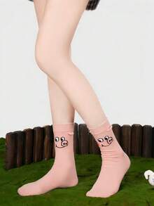 1双春夏新款可爱卡通趣味小猪图案舒适中筒袜 - 彩色 - 查看 7