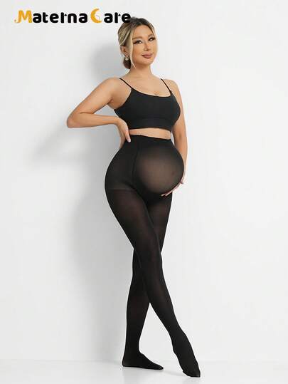 Quần tất bầu cạp cao Materna Care 1 chiếc, màu trơn thời trang, thiết kế tối giản, phù hợp cho phụ nữ mang thai và sau sinh mặc hàng ngày vào mùa xuân và mùa hè.