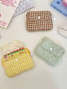 Tas Penyimpanan Kamera CCD Motif Kotak-kotak Quilted Bergaya, Tas Pelindung Kamera, Tas Pembawa Kamera Digital, Tas Kamera, Tas Pengisi Daya, Tempat Kartu, Dompet Koin - MultiWarna - View 3