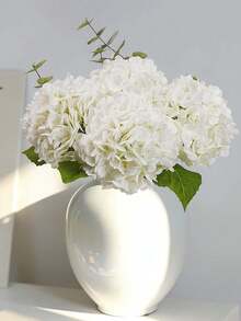 1/3pcs 15.75 Inch Artificial Spring/Summer Greenery, Faux Hydrangea With Stem, Silk Hydrangea Desktop Decor Flower, Suitable For Office, Party, Wedding, Room Decor, Home Decor And Table Centerpiece, All Season Use - White - View 3