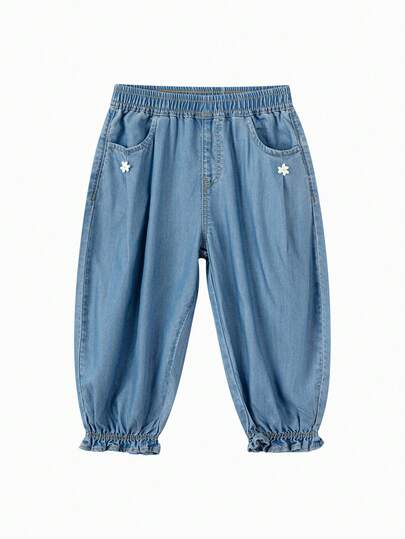 Balabala Quần ống rộng mùa hè cho bé gái 2026, chất liệu cotton nhẹ thoáng khí, quần chơi mềm mại dễ thương, kiểu dáng thường ngày thoải mái.