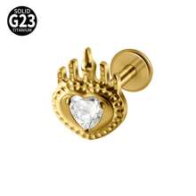1件 G23 钛金属 CZ 邪恶唇钉 16G 内螺纹 心形/花朵耳廓耳骨耳钉 耳骨穿孔饰品 - 如圖 - 查看 26