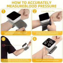 Automatic Wrist Blood Pressure Monitor With Large LCD Screen - Digital Blood Pressure Cuff With Hypertension Detector, Heart Rate & Pulse Meter, Memory Storage - Powered (Batteries Not Included) Adjustable Cuff & Home & Travel, Ideal For Seniors - Black - WS02 - No Voice - View 5