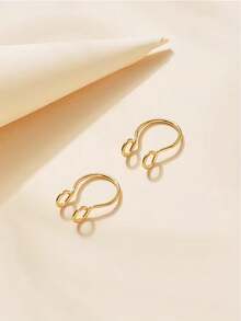 2件套极简鼻夹不锈钢流行穿刺饰品男女通用礼物，不锈钢饰品 - 金色 - 查看 1