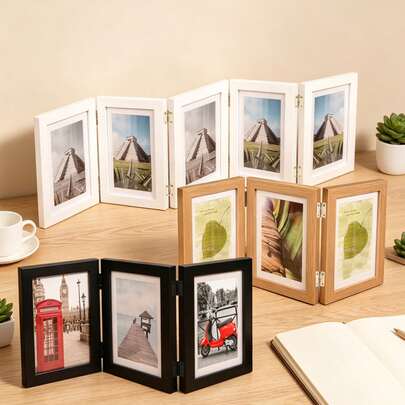 1pc Multi-Color Foldable Vertical 6-Inch, 7-Inch Decorative Photo Frame, Can Be Placed On Living Room Display Rack Or Bedroom Desk For Decoration