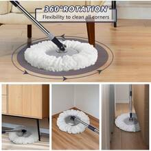 Spin Mop And Bucket Set,Masthome EasyWring Microfiber Spin Mop With 3 Mop Pads,Pedal Spinning Mops And Bucket With Wringer Set For Floor Cleaning - Home & Office Suitable - Xanh đậm - Xem 4