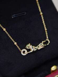 1pc S925 Sterling Silver Unique Fashionable Luxury Cheetah Pendant Necklace For Women, Personalized European And American Versatile Delicate Small Leopard Clavicle Chain, Sweater Chain - Animal - View 4