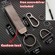Universal Custom Car Leather Keychain - "Good Luck To You" Engraved Design, Durable PU Leather + Zinc Alloy Hardware, Personalized Customization, Universal Fit For Car & Home Keys, Portable Anti-Loss Accessory, Available In Black, Brown And Grey - A - View 9