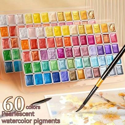 60/98 Color Metal Watercolor Paint Set - Watercolor Painting Set, Glitter Solid Watercolor Pigment Box, Pure Watercolor Paint Set, Suitable For Artists And Painting Enthusiasts
