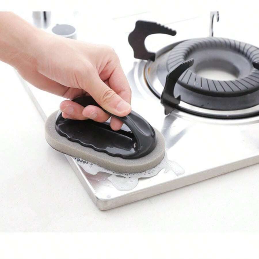 Strong Cleaning Sponge With Handle, Effectively Removes Stains, Grime And Rust From Pots, Pans And Household Surfaces. Essential Kitchen Cleaning Accessory - Multicolor - View 1