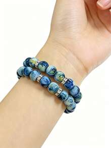 1条波西米亚风梵高风格减压手链，女士日常及派对配饰，生日礼物送给朋友 - 彩色 - 查看 3