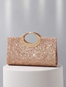 2PCS Elegant Evening Clutch With Anti-Scratch Glitter Finish And Smooth Metal Ring Handle Chic Glitter Handbag For Sophisticated Women And Brides Eye-Catching Sparkly Purse Perfect For Formal Cocktail Parties Prom And Luxury Weddings Designer Envelope Bag Rhinestone Women Evening Bags Purses - 彩色 - 查看 5