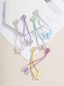 1Pc/6Pcs Teen's High Ponytail Rubber Band Around The Hair Rope Girl Love Butterfly Hair Tie Little Girl Head Rope Princess Does Not Hurt Hair Accessories Glitter Butterfly Hair Scrunchies No Card Ponytail Holders Hair Rubber Bands Hair Rope Beauty Home Bedroom Decor Travel Accessories Hair Elastics Elastic Hair Tie - Multicolor - View 5