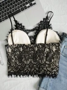 2026 Sommer Neue Sexy Spitzen Trägerhemd, Rückenfreie Crop Top Lingerie Lässig Schwarz - Schwarz - Übersicht 10