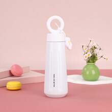 1個 450ml 可愛花朵吊飾保溫水瓶，便攜防漏雙層不鏽鋼真空，適合學生、辦公室、戶外旅行，防震飲料容器禮品 - 彩色 - 查看 9