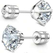 Khuyên tai đinh vít bằng titan cấp độ cấy ghép G23 không gây dị ứng, trọng lượng 20G, khuyên tai titan nguyên chất, phù hợp cho tai nhạy cảm. Khuyên tai đinh tán titan đính đá Cubic Zirconia 5A, khuyên tai đinh tán hai mặt unisex, khuyên tai xỏ lỗ tai, trang sức xỏ sụn tai. - Hoa tai zircon bạc - Xem 5